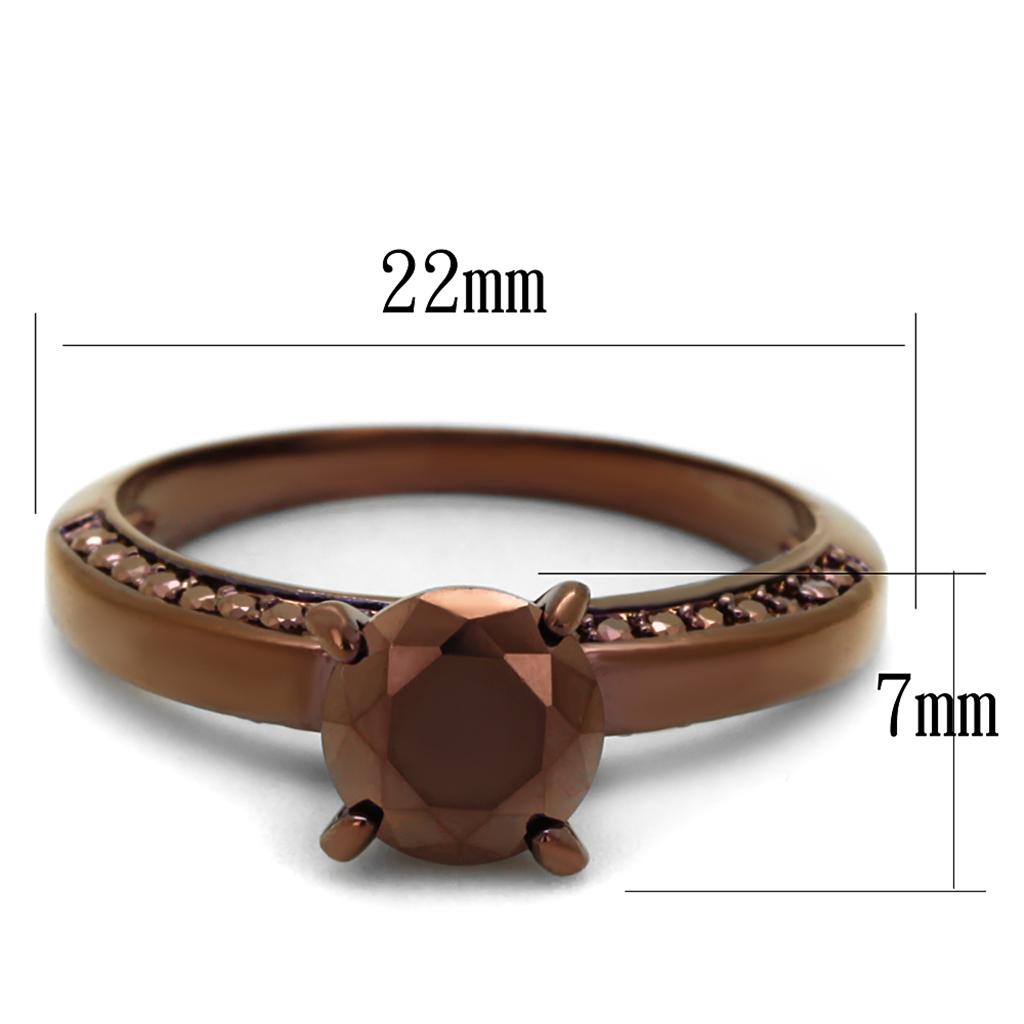 MA3W1183 - IP Coffee light Brass Ring with AAA Grade CZ  in Light Coffee