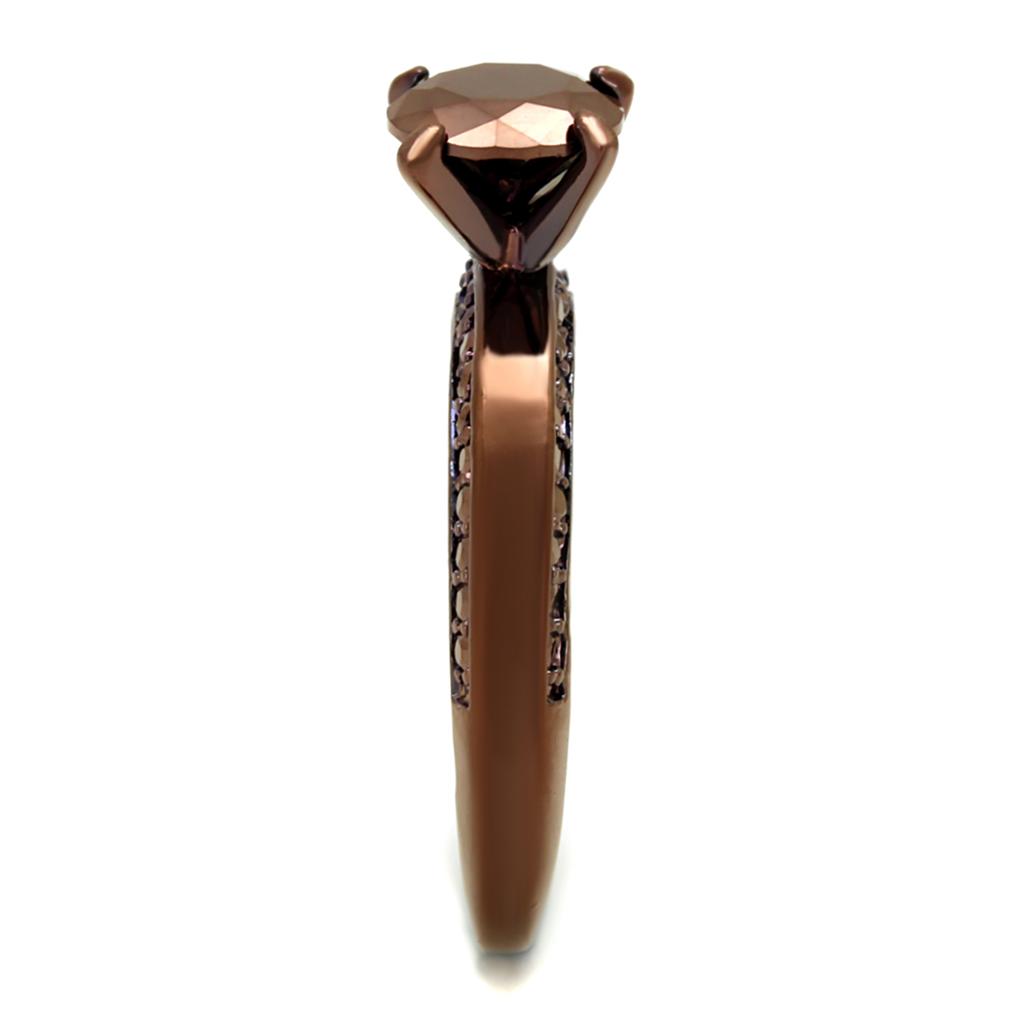 MA3W1183 - IP Coffee light Brass Ring with AAA Grade CZ  in Light Coffee