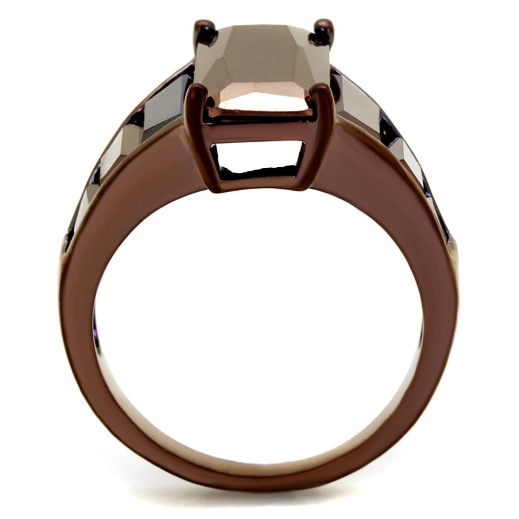 MA3W1184 - IP Coffee light Brass Ring with AAA Grade CZ  in Light Coffee