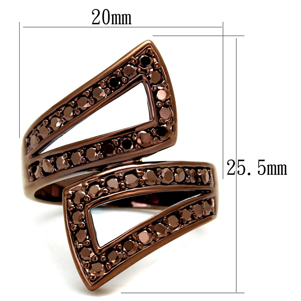 MA3W1185 - IP Coffee light Brass Ring with AAA Grade CZ  in Light Coffee