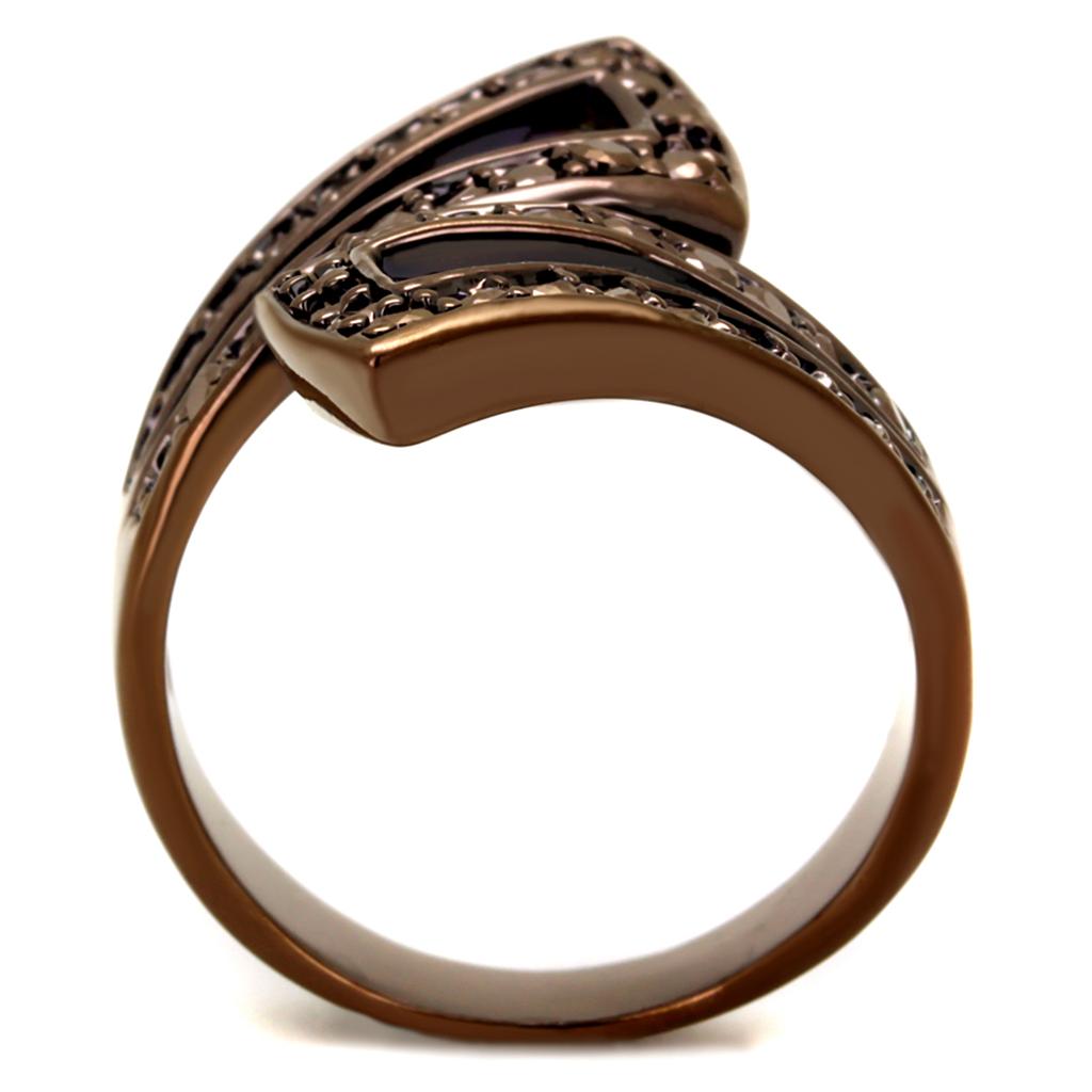 MA3W1185 - IP Coffee light Brass Ring with AAA Grade CZ  in Light Coffee