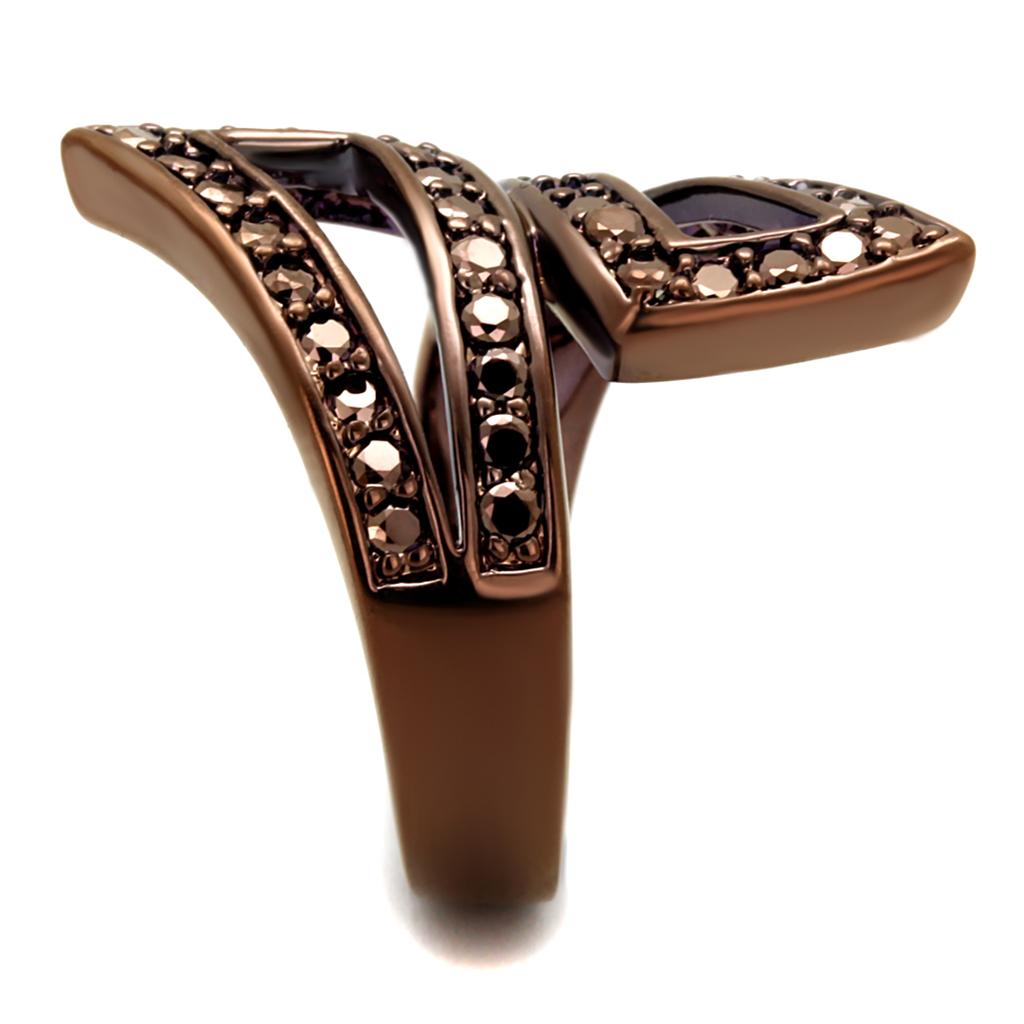 MA3W1185 - IP Coffee light Brass Ring with AAA Grade CZ  in Light Coffee