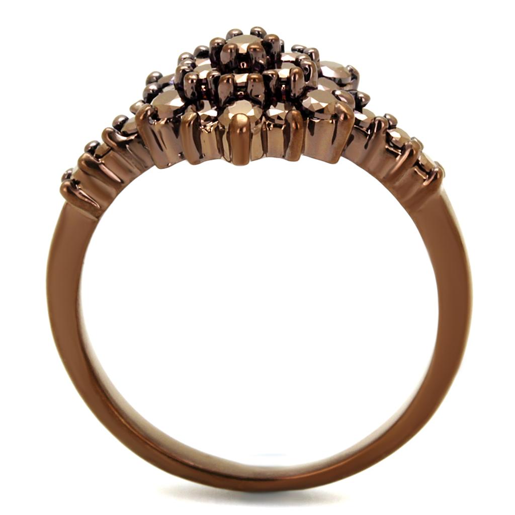 MA3W1188 - IP Coffee light Brass Ring with AAA Grade CZ  in Light Coffee