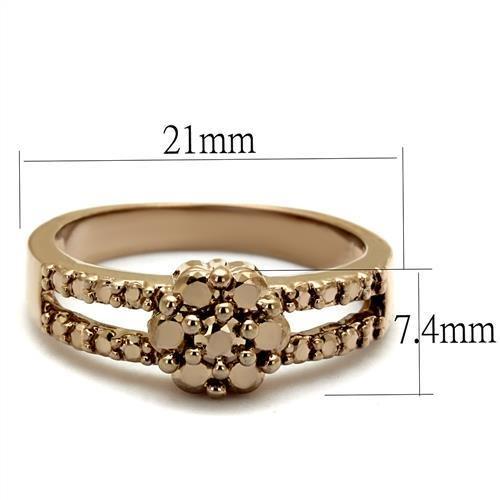 MA3W1192 - IP Rose Gold(Ion Plating) Brass Ring with AAA Grade CZ  in Metallic Light Gold