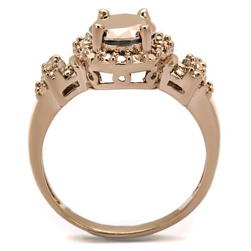 MA3W1193 - IP Rose Gold(Ion Plating) Brass Ring with AAA Grade CZ  in Metallic Light Gold