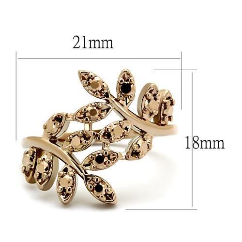 MA3W1194 - IP Rose Gold(Ion Plating) Brass Ring with AAA Grade CZ  in Metallic Light Gold