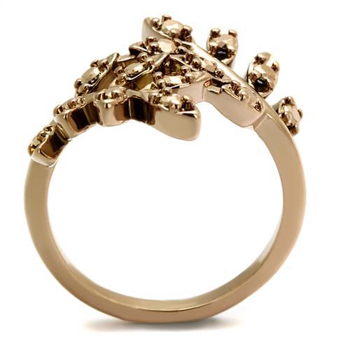 MA3W1194 - IP Rose Gold(Ion Plating) Brass Ring with AAA Grade CZ  in Metallic Light Gold