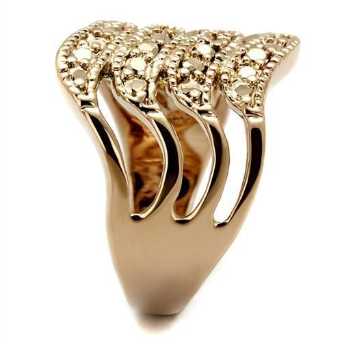 MA3W1196 - IP Rose Gold(Ion Plating) Brass Ring with AAA Grade CZ  in Metallic Light Gold