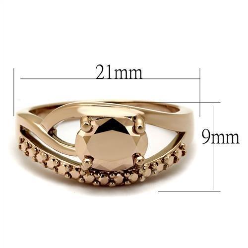 MA3W1198 - IP Rose Gold(Ion Plating) Brass Ring with AAA Grade CZ  in Metallic Light Gold
