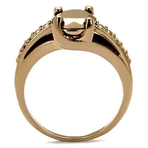 MA3W1199 - IP Rose Gold(Ion Plating) Brass Ring with AAA Grade CZ  in Metallic Light Gold