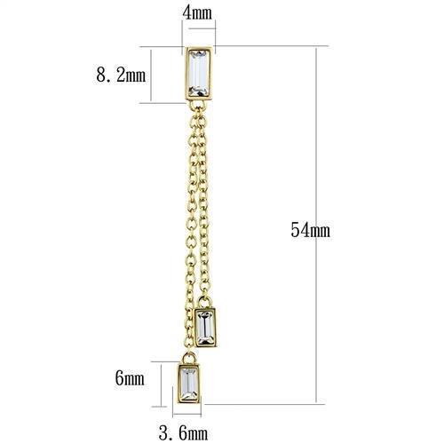 MA3W1202 - Gold Brass Earrings with Top Grade Crystal  in Clear