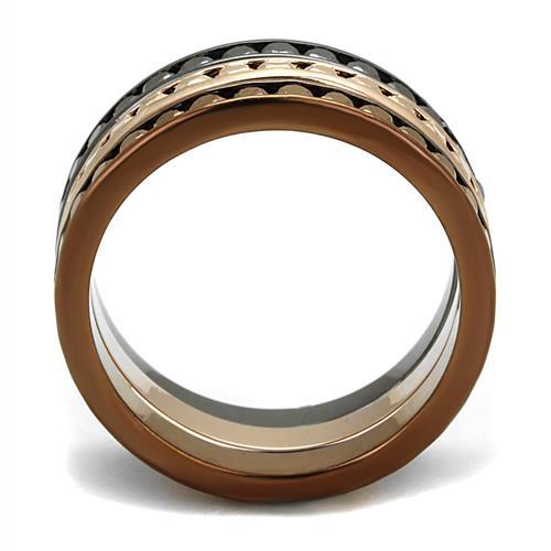 MA3W1208 - IP Rose Gold & IP Light Black & IP Light coffee Brass Ring with Top Grade Crystal  in Multi Color