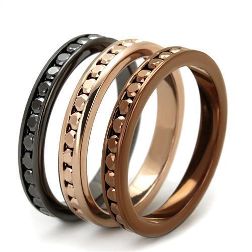 MA3W1208 - IP Rose Gold & IP Light Black & IP Light coffee Brass Ring with Top Grade Crystal  in Multi Color