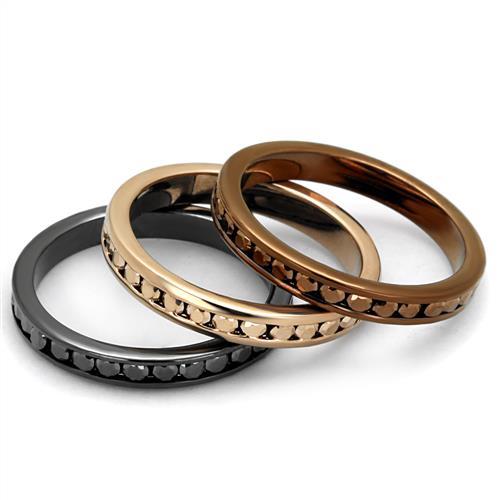 MA3W1208 - IP Rose Gold & IP Light Black & IP Light coffee Brass Ring with Top Grade Crystal  in Multi Color