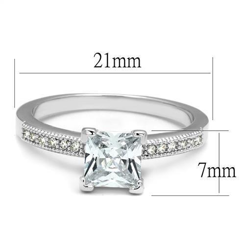 MA3W1209 - Rhodium Brass Ring with AAA Grade CZ  in Clear
