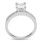MA3W1209 - Rhodium Brass Ring with AAA Grade CZ  in Clear