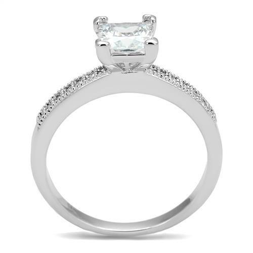 MA3W1209 - Rhodium Brass Ring with AAA Grade CZ  in Clear
