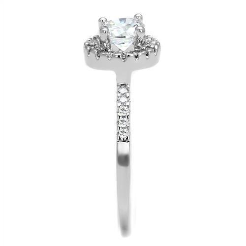 MA3W1210 - Rhodium Brass Ring with AAA Grade CZ  in Clear