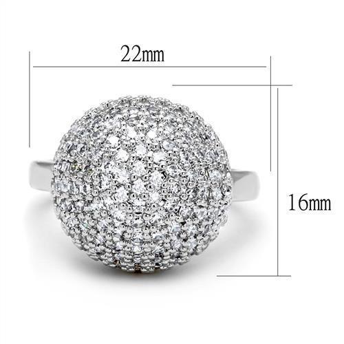 MA3W1213 - Rhodium Brass Ring with AAA Grade CZ  in Clear
