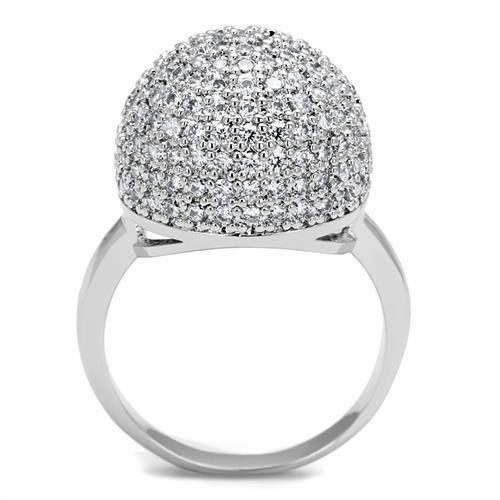 MA3W1213 - Rhodium Brass Ring with AAA Grade CZ  in Clear