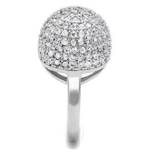 MA3W1213 - Rhodium Brass Ring with AAA Grade CZ  in Clear