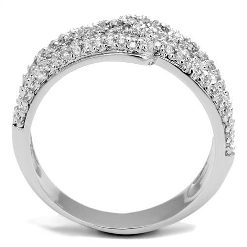 MA3W1214 - Rhodium Brass Ring with AAA Grade CZ  in Clear