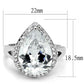 MA3W1215 - Rhodium Brass Ring with AAA Grade CZ  in Clear