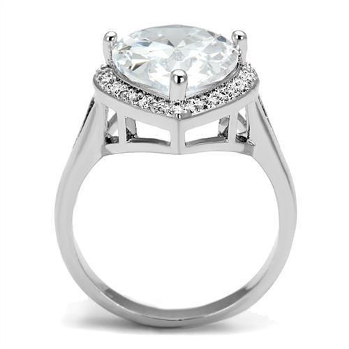 MA3W1215 - Rhodium Brass Ring with AAA Grade CZ  in Clear