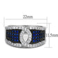 MA3W1216 - Rhodium + Ruthenium Brass Ring with AAA Grade CZ  in London Blue