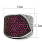 MA3W1217 - Rhodium + Ruthenium Brass Ring with AAA Grade CZ  in Ruby