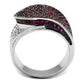 MA3W1217 - Rhodium + Ruthenium Brass Ring with AAA Grade CZ  in Ruby