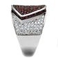 MA3W1217 - Rhodium + Ruthenium Brass Ring with AAA Grade CZ  in Ruby