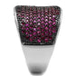 MA3W1217 - Rhodium + Ruthenium Brass Ring with AAA Grade CZ  in Ruby