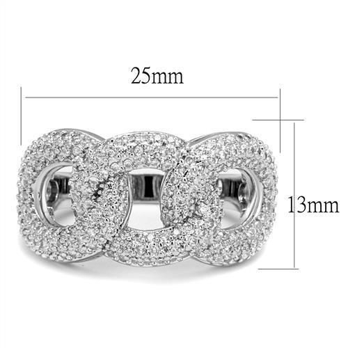 MA3W1218 - Rhodium Brass Ring with AAA Grade CZ  in Clear
