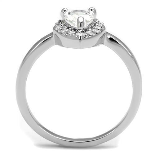 MA3W1219 - Rhodium Brass Ring with AAA Grade CZ  in Clear