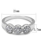MA3W1220 - Rhodium Brass Ring with AAA Grade CZ  in Clear