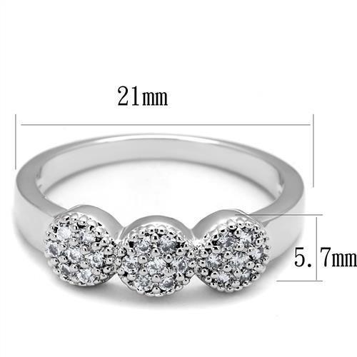 MA3W1220 - Rhodium Brass Ring with AAA Grade CZ  in Clear