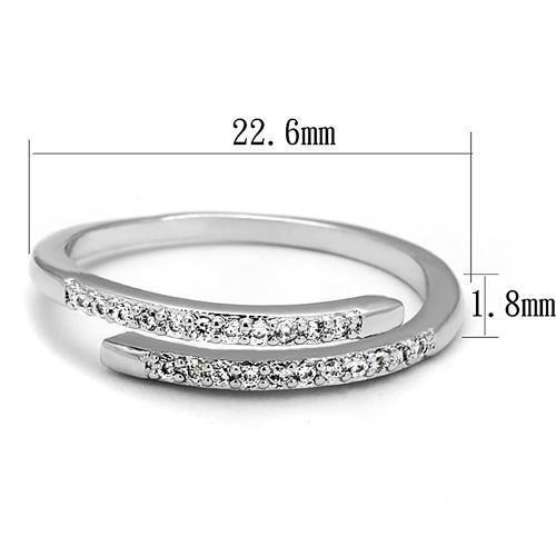 MA3W1222 - Rhodium Brass Ring with AAA Grade CZ  in Clear