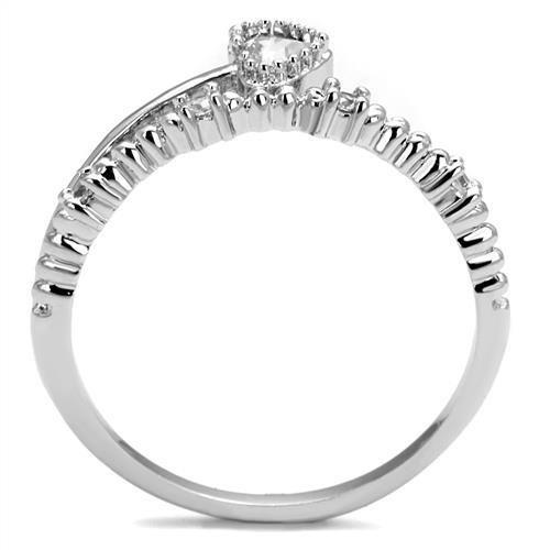 MA3W1223 - Rhodium Brass Ring with AAA Grade CZ  in Clear