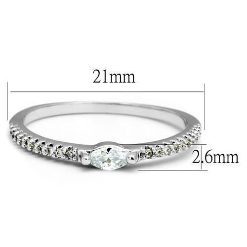 MA3W1225 - Rhodium Brass Ring with AAA Grade CZ  in Clear