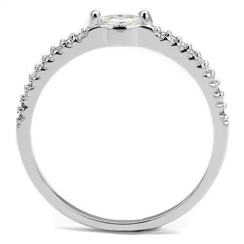 MA3W1225 - Rhodium Brass Ring with AAA Grade CZ  in Clear