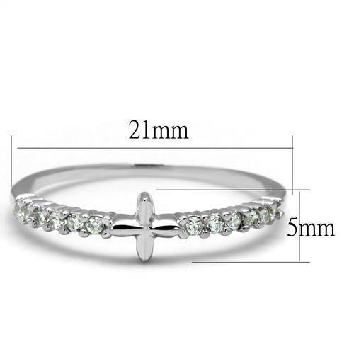 MA3W1227 - Rhodium Brass Ring with AAA Grade CZ  in Clear