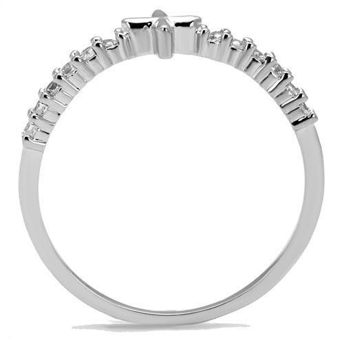 MA3W1227 - Rhodium Brass Ring with AAA Grade CZ  in Clear