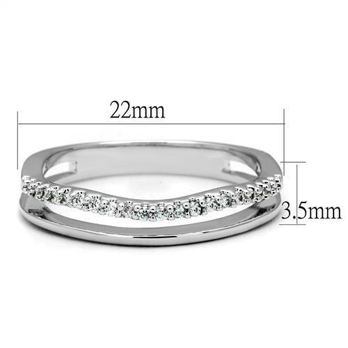MA3W1229 - Rhodium Brass Ring with AAA Grade CZ  in Clear