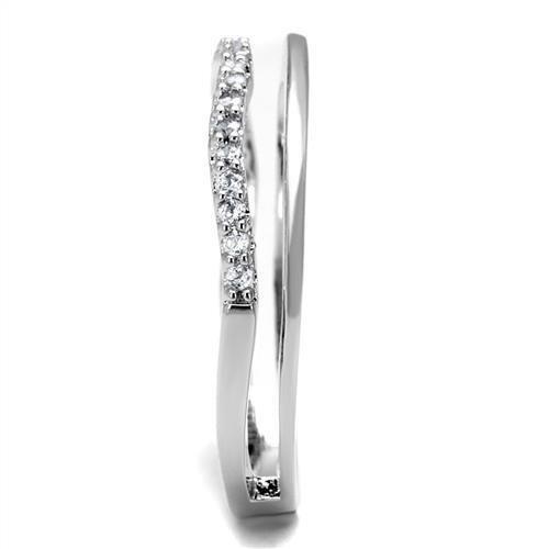 MA3W1229 - Rhodium Brass Ring with AAA Grade CZ  in Clear