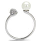 MA3W1230 - Rhodium Brass Ring with Synthetic Pearl in White