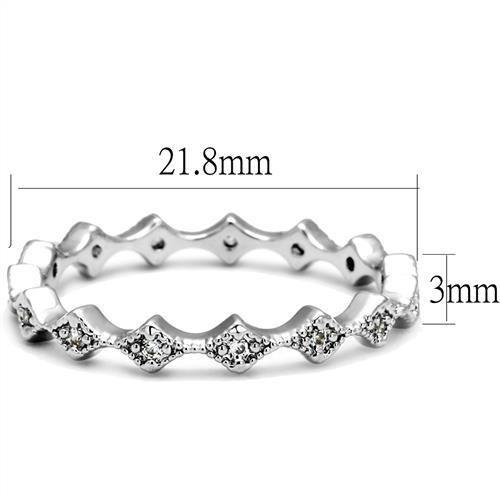 MA3W1231 - Rhodium Brass Ring with AAA Grade CZ  in Clear