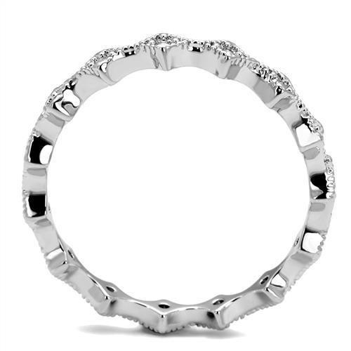 MA3W1231 - Rhodium Brass Ring with AAA Grade CZ  in Clear