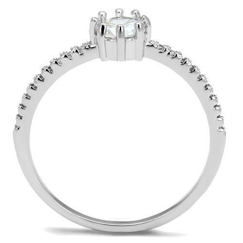 MA3W1233 - Rhodium Brass Ring with AAA Grade CZ  in Clear