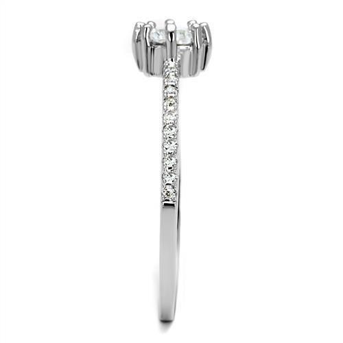 MA3W1233 - Rhodium Brass Ring with AAA Grade CZ  in Clear